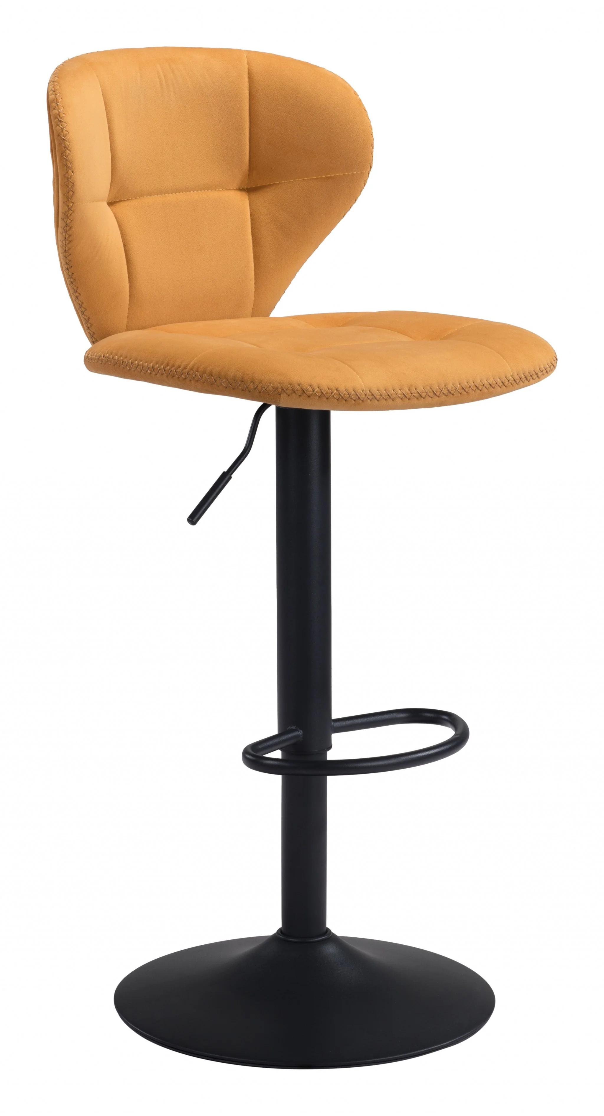 24" Yellow and Black Steel Swivel Low Back Counter Height Bar Chair with Footrest By Homeroots - Image 2