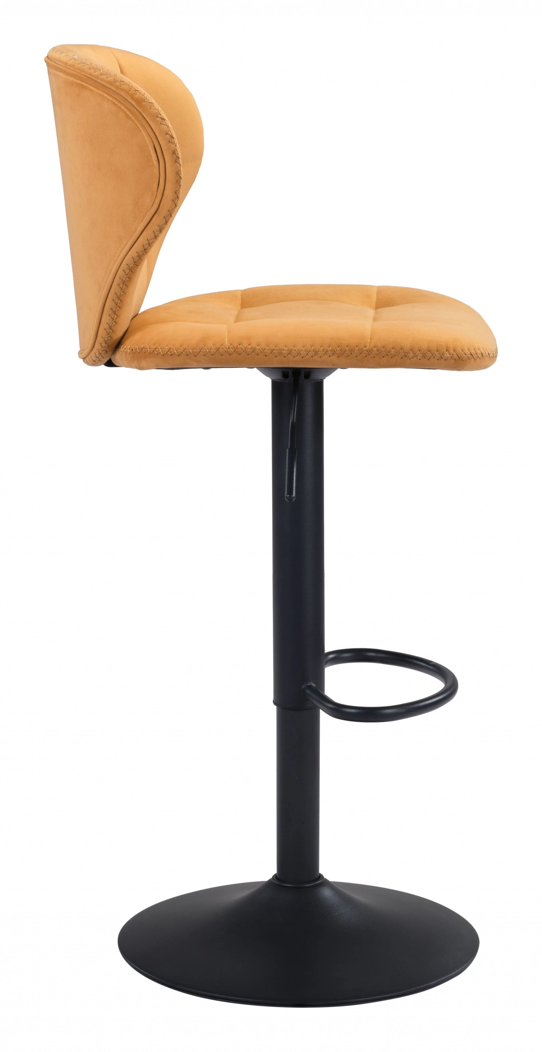 24" Yellow and Black Steel Swivel Low Back Counter Height Bar Chair with Footrest By Homeroots - Image 3
