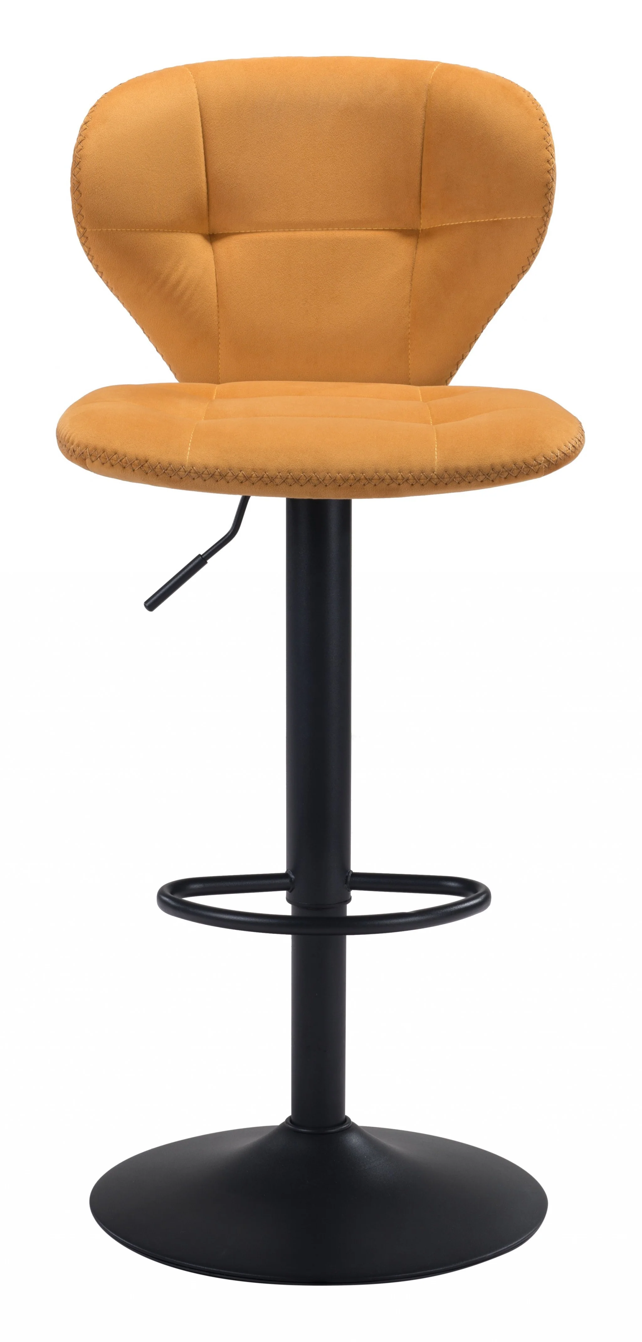 24" Yellow and Black Steel Swivel Low Back Counter Height Bar Chair with Footrest By Homeroots - Image 4