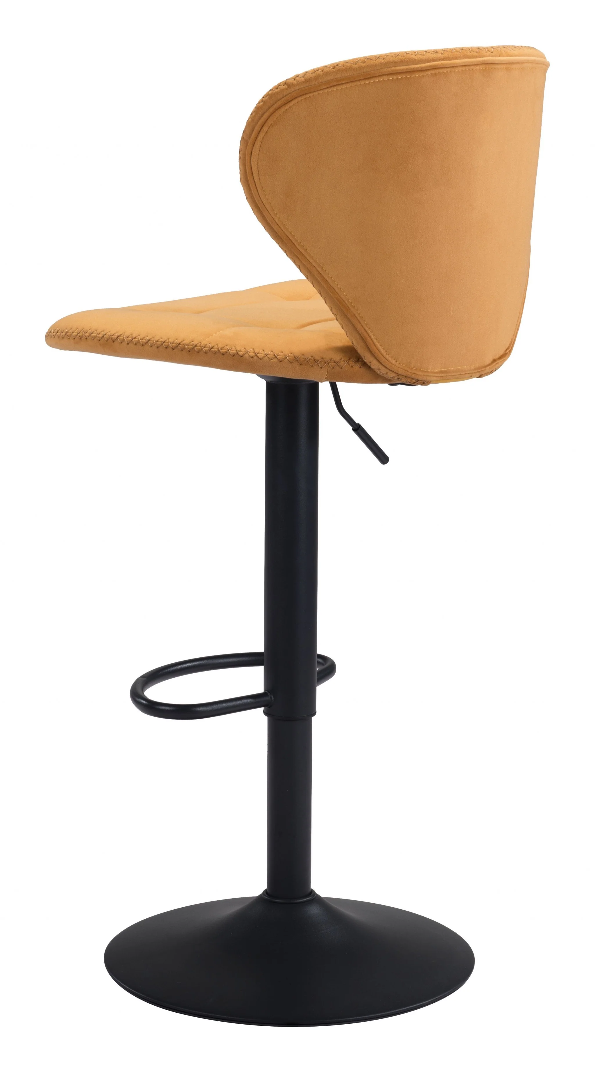 24" Yellow and Black Steel Swivel Low Back Counter Height Bar Chair with Footrest By Homeroots - Image 6
