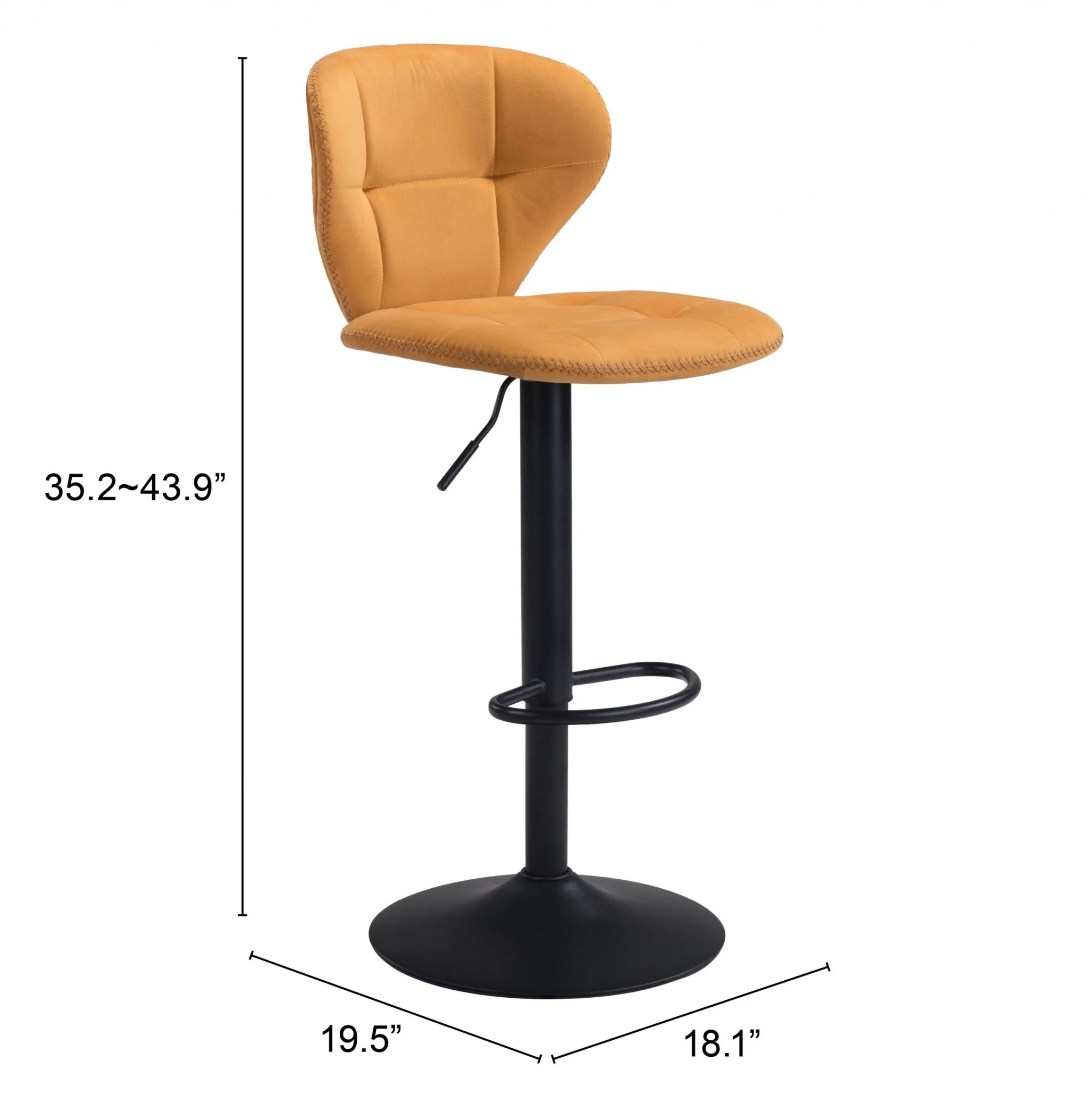 24" Yellow and Black Steel Swivel Low Back Counter Height Bar Chair with Footrest By Homeroots - Image 9