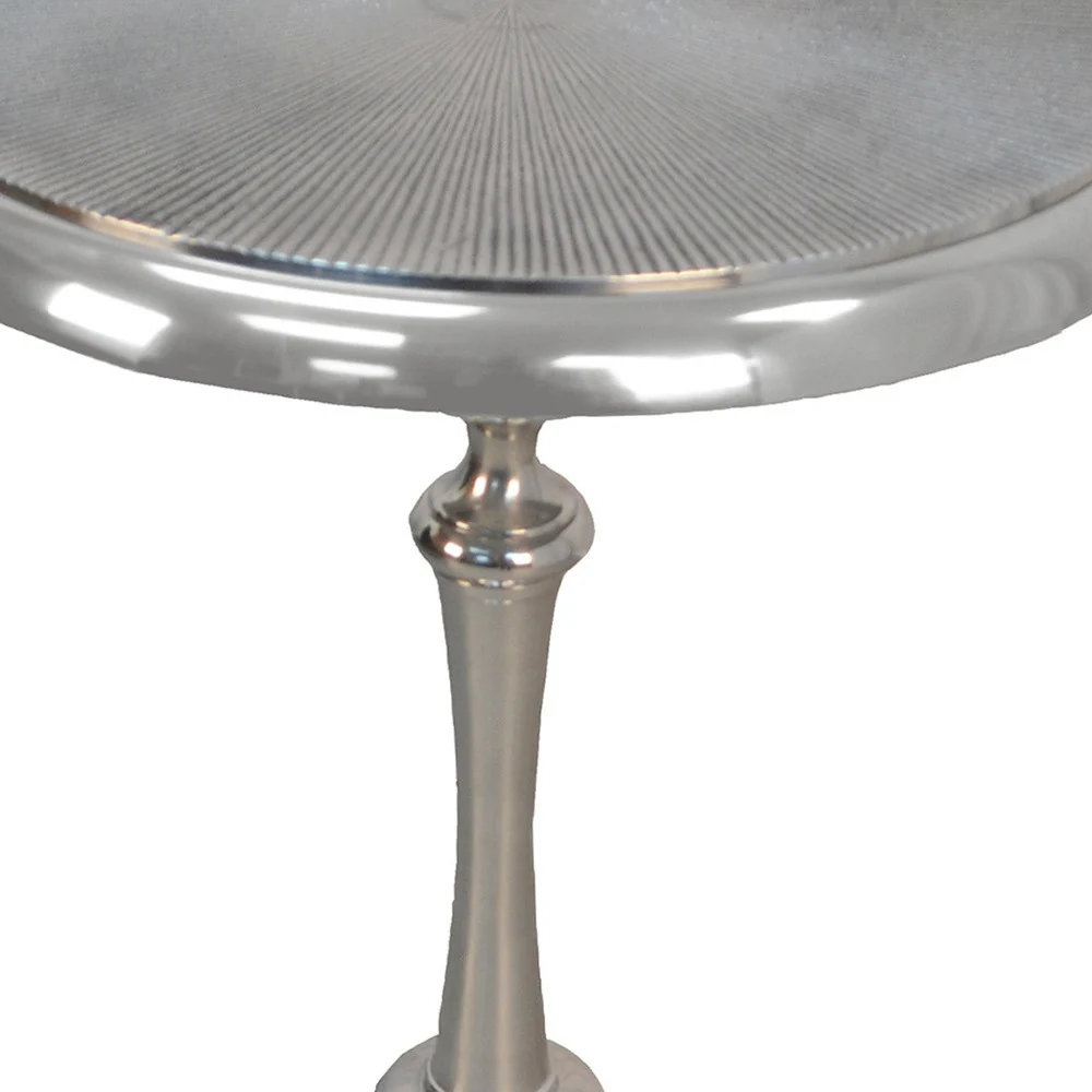 25" Aluminum Metal Textured Round Top End Table By Homeroots - Image 3