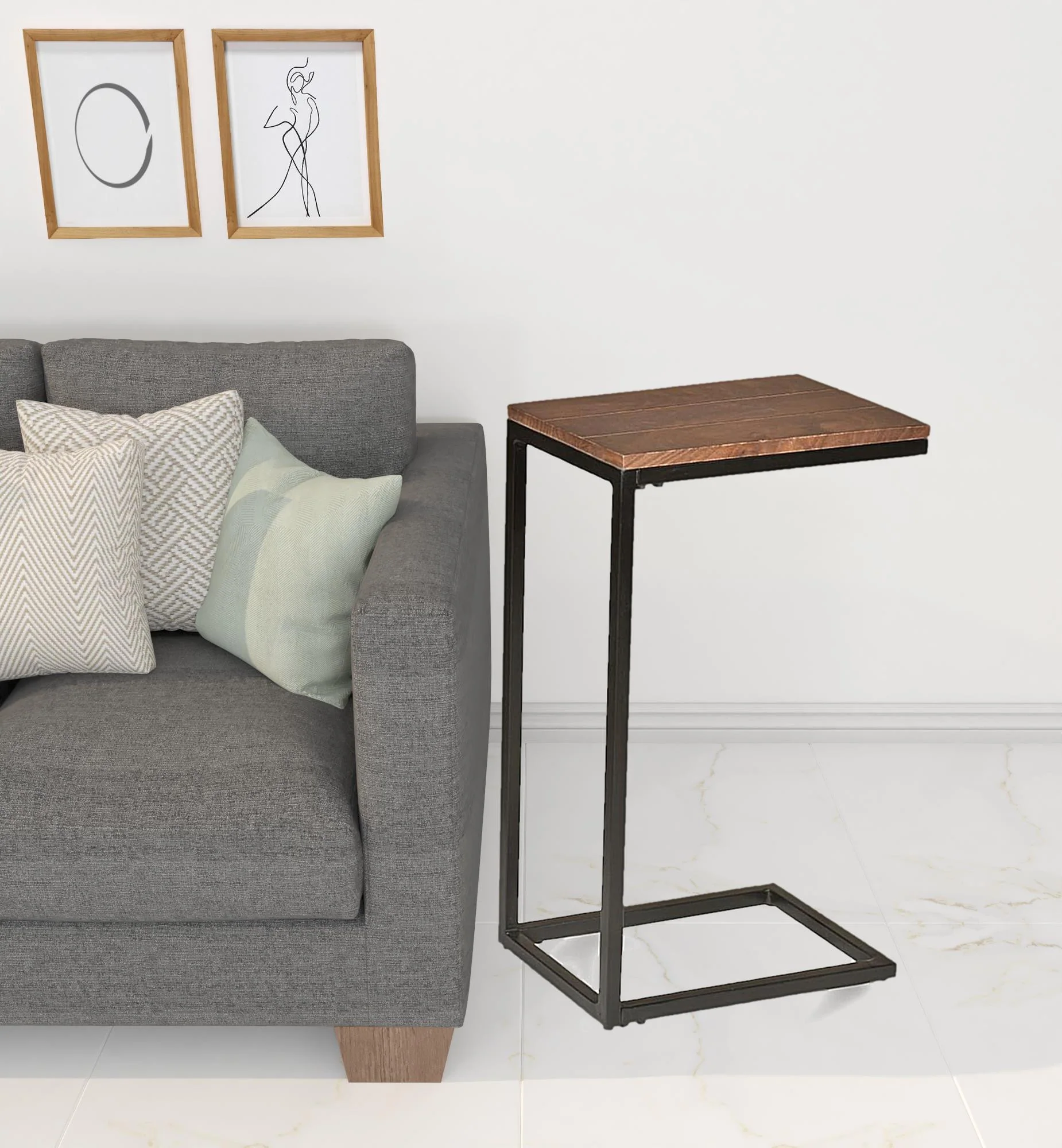 25" Black And Chestnut Solid Wood Rectangular End Table By Homeroots - Image 2