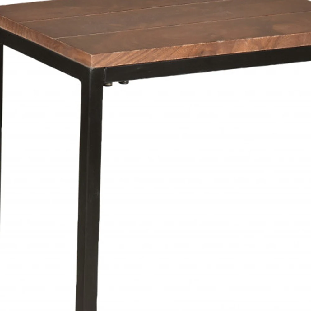 25" Black And Chestnut Solid Wood Rectangular End Table By Homeroots - Image 3