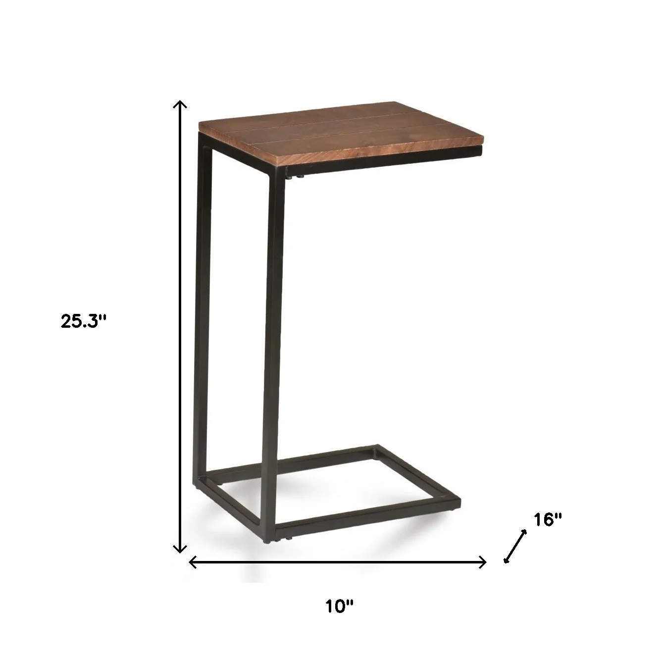 25" Black And Chestnut Solid Wood Rectangular End Table By Homeroots - Image 5