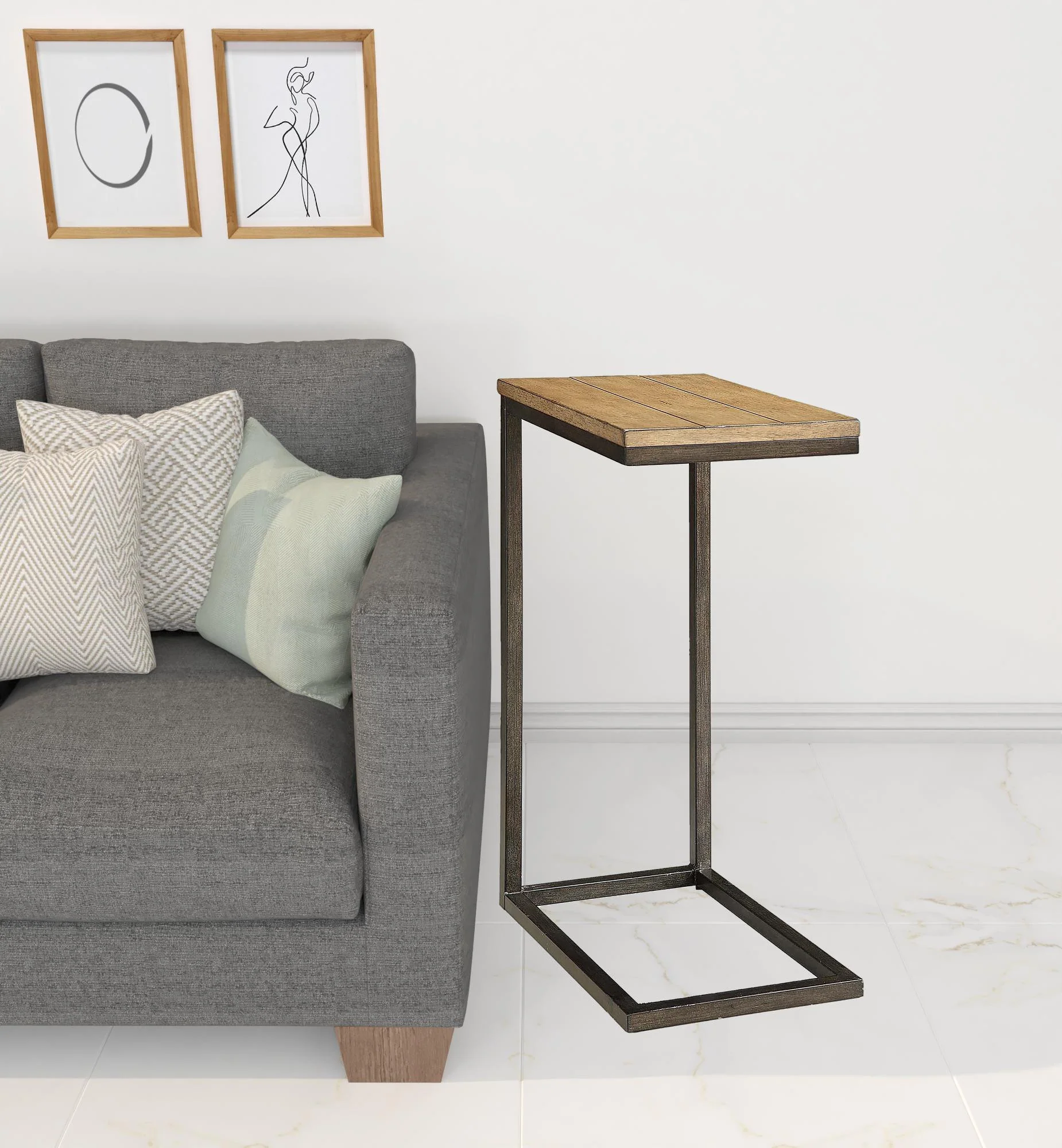 25" Black And Oak Solid Wood Rectangular End Table By Homeroots - Image 2