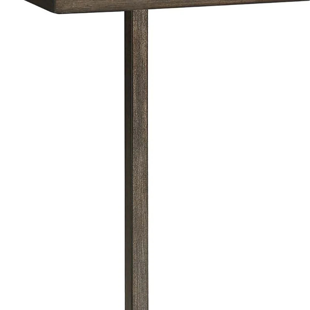 25" Black And Oak Solid Wood Rectangular End Table By Homeroots - Image 3