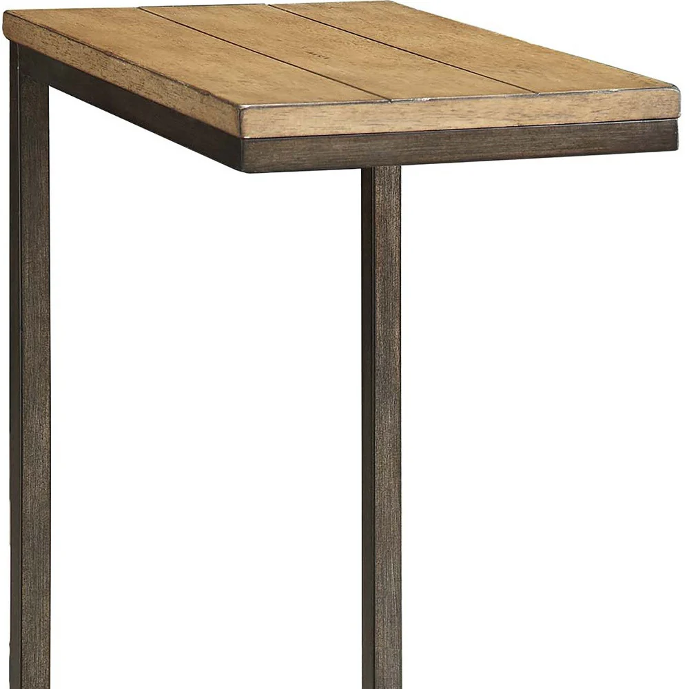 25" Black And Oak Solid Wood Rectangular End Table By Homeroots - Image 4