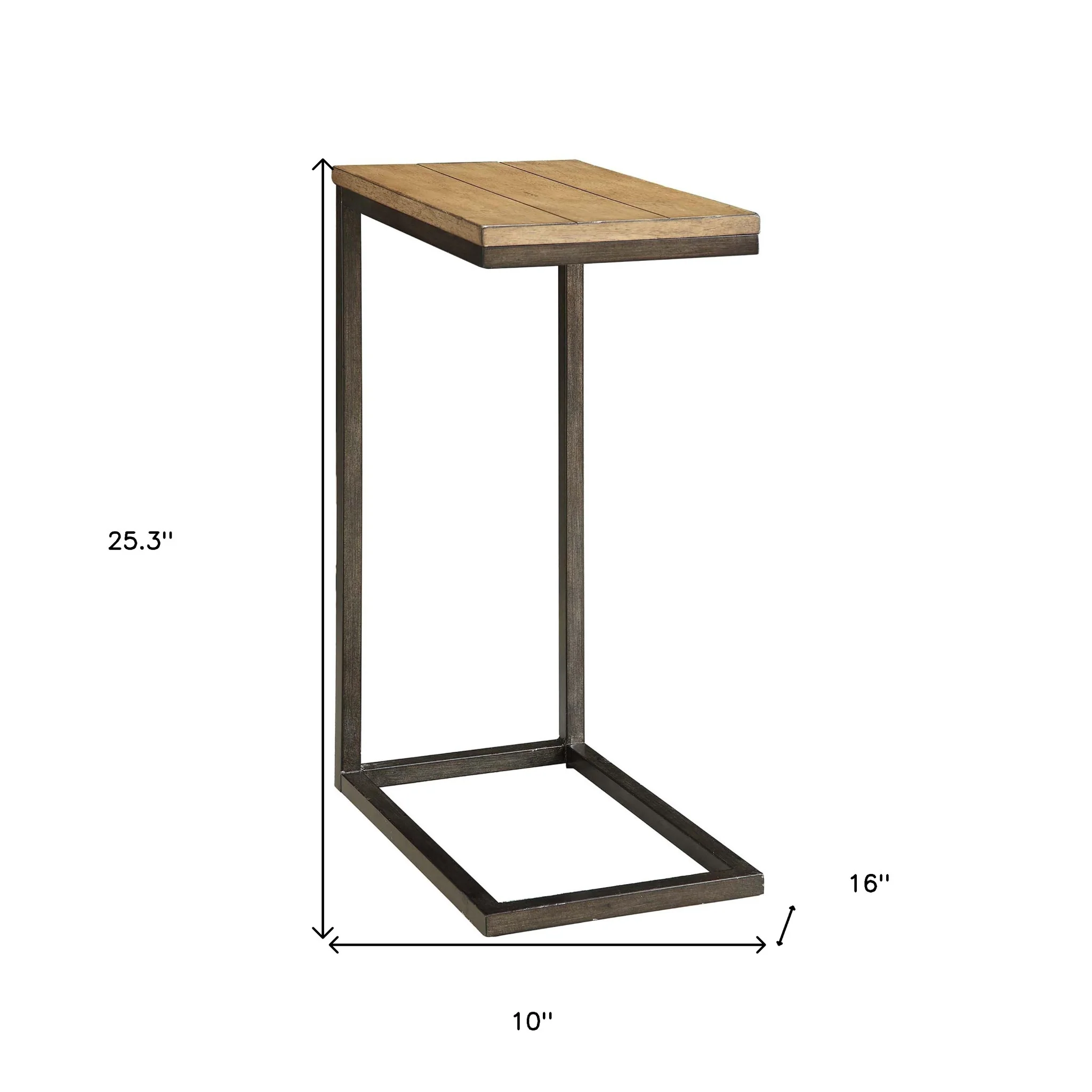 25" Black And Oak Solid Wood Rectangular End Table By Homeroots - Image 5