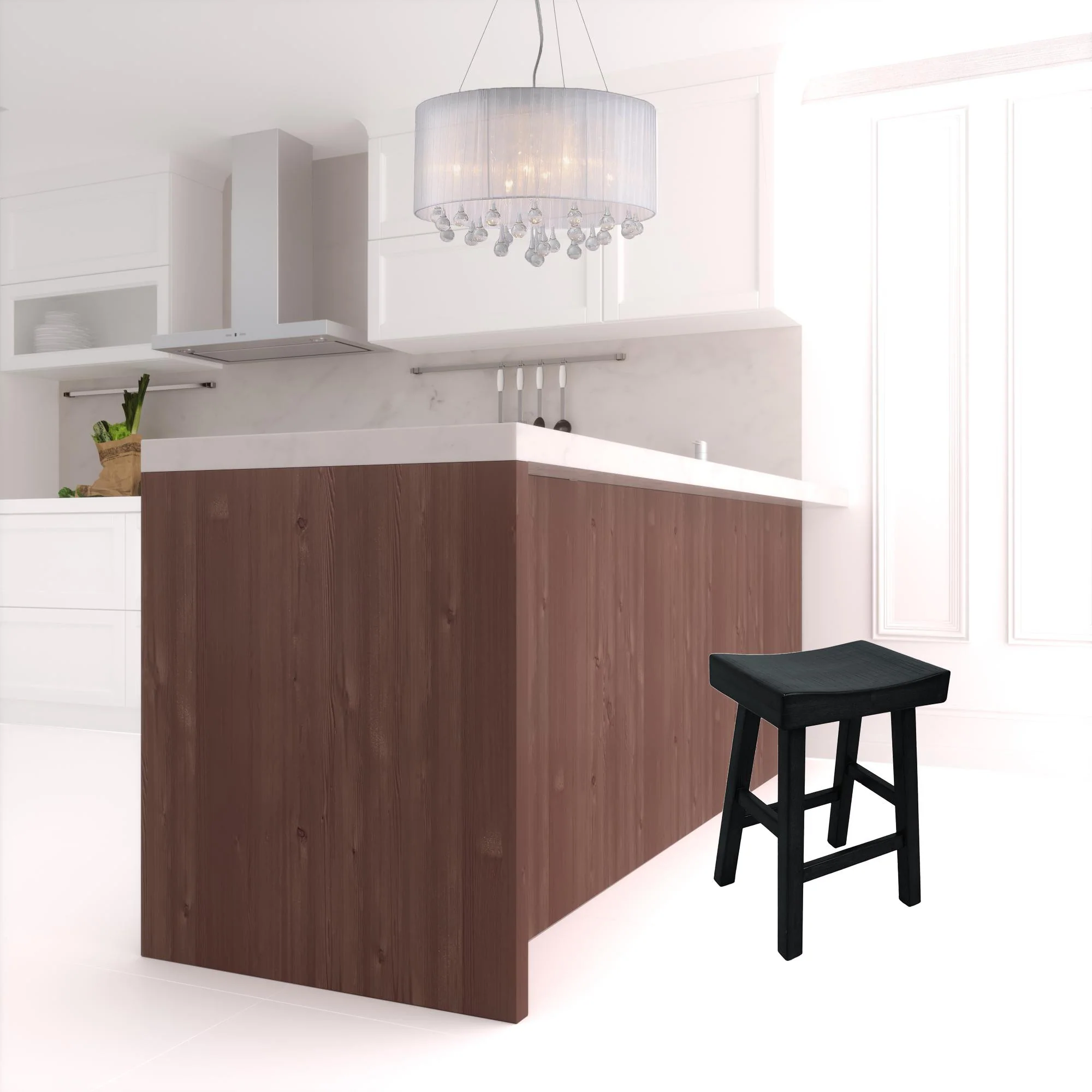 25" Black Backless Counter Height Bar Chair With Footrest By Homeroots - Image 2