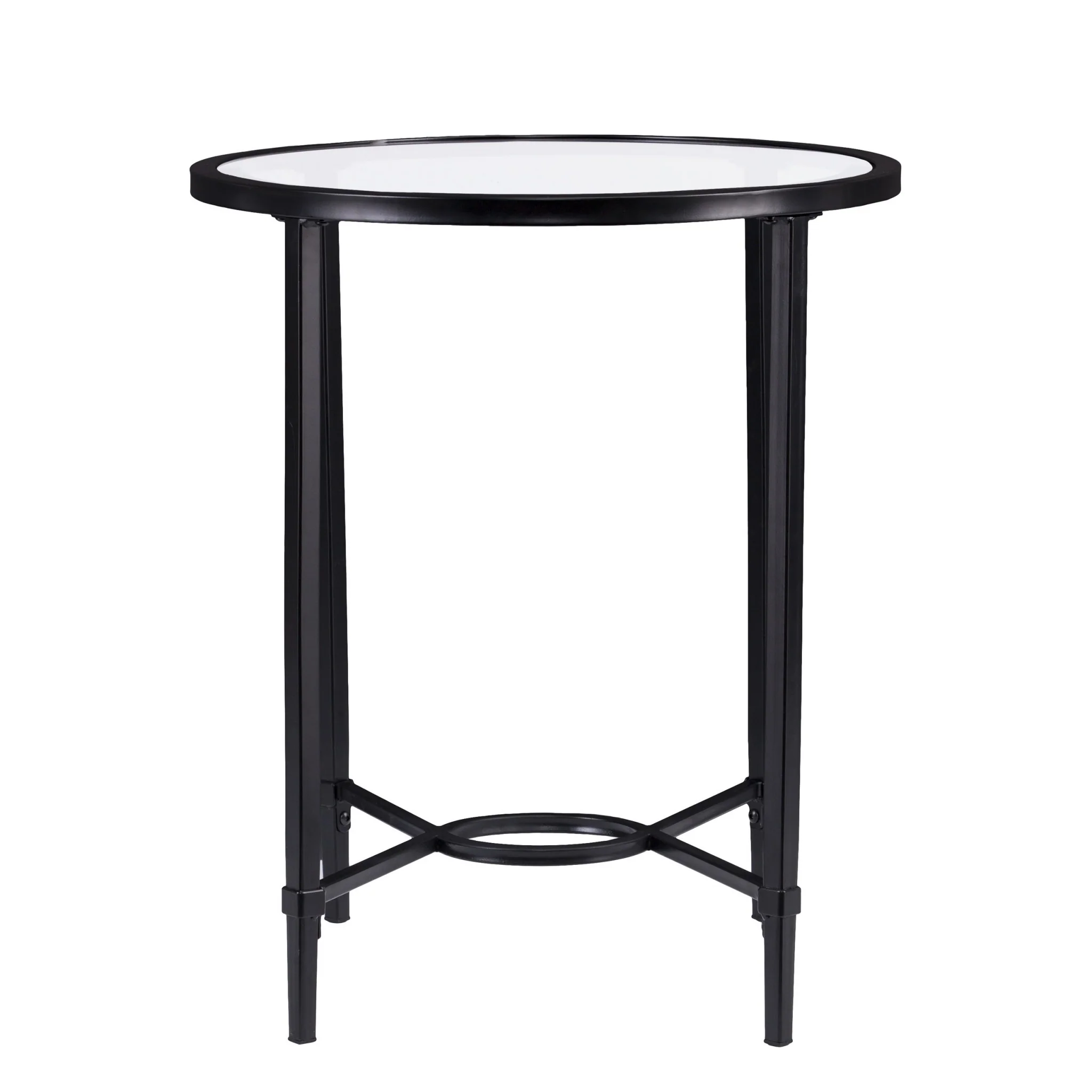 25" Black Glass And Iron Oval End Table By Homeroots - Image 5