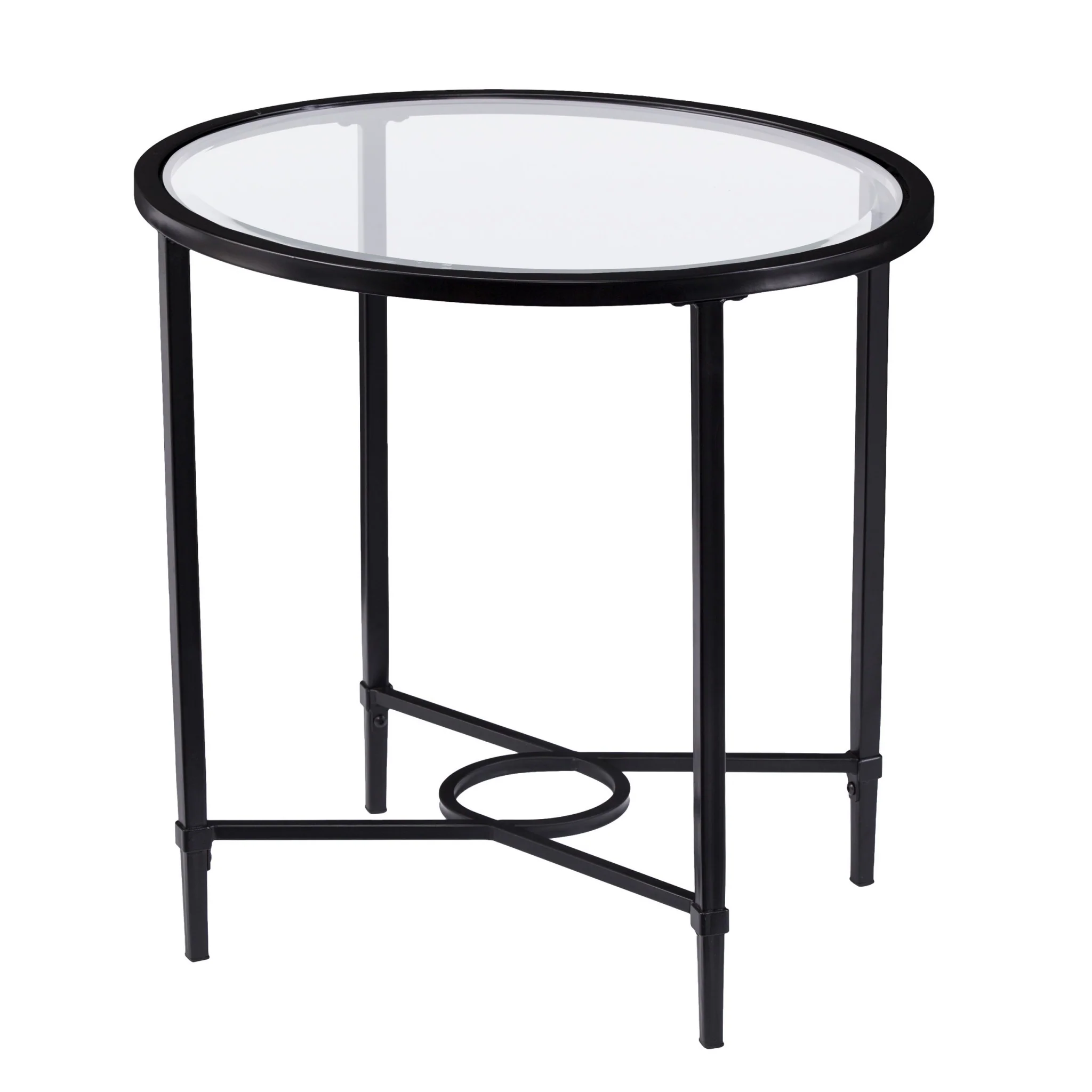 25" Black Glass And Iron Oval End Table By Homeroots - Image 7