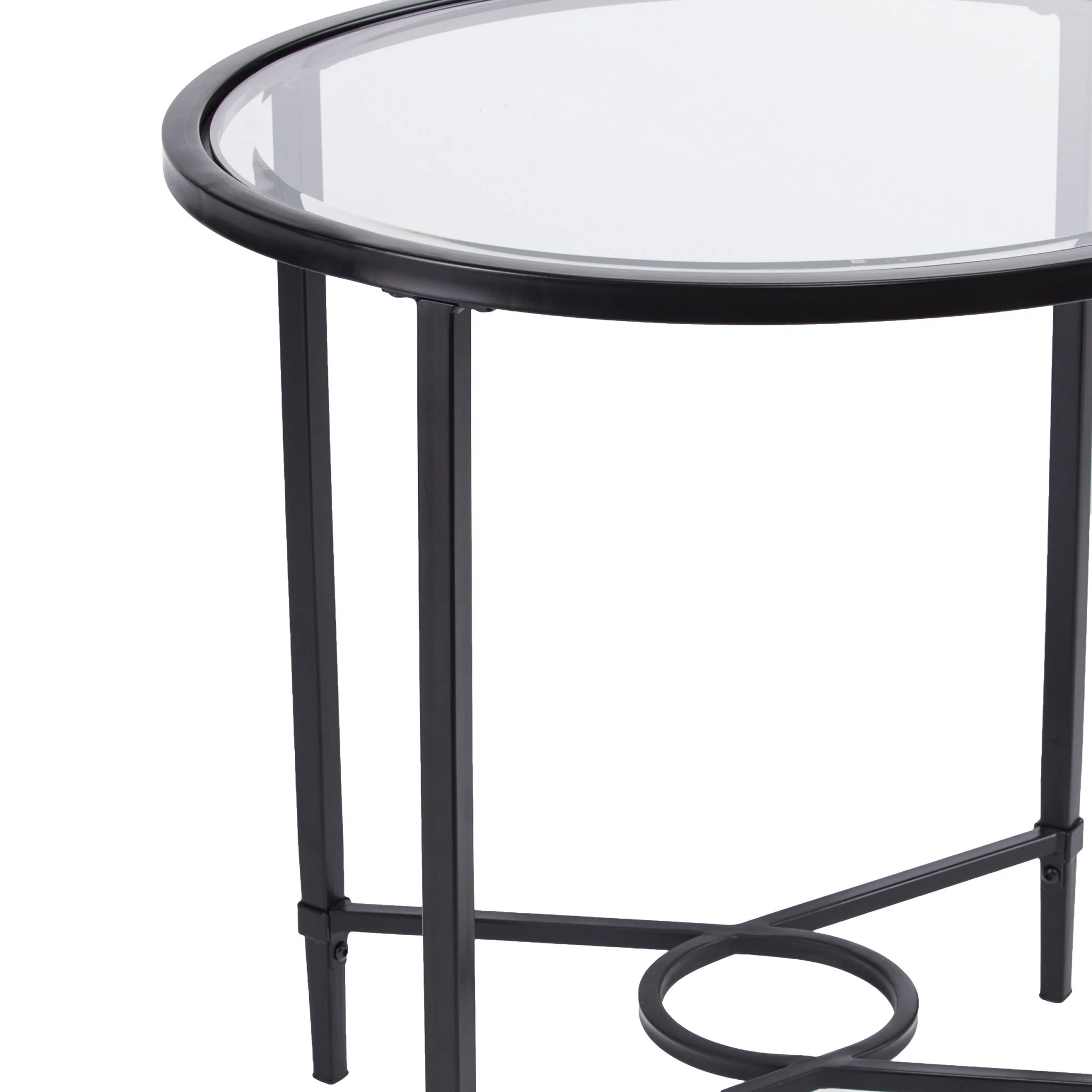 25" Black Glass And Iron Oval End Table By Homeroots - Image 9