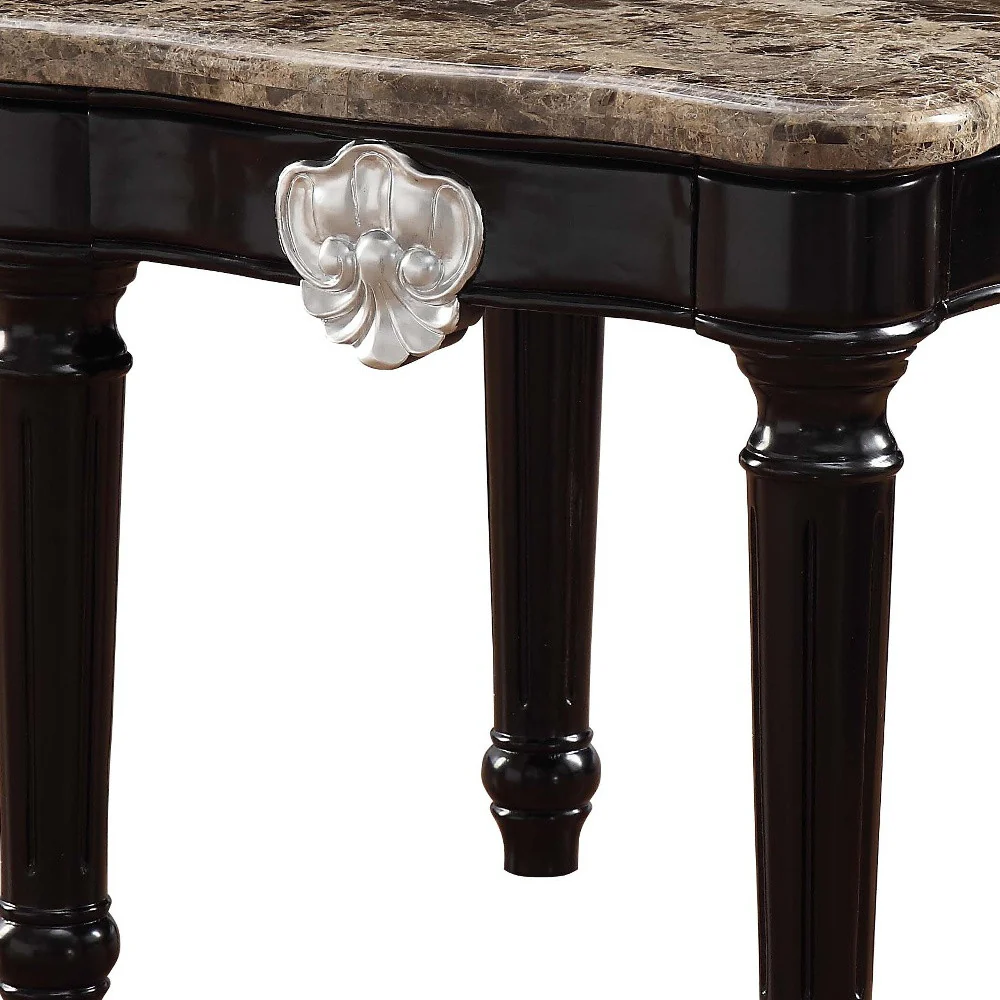 25" Black Manufactured Wood and Marble Square End Table By Homeroots - Image 5