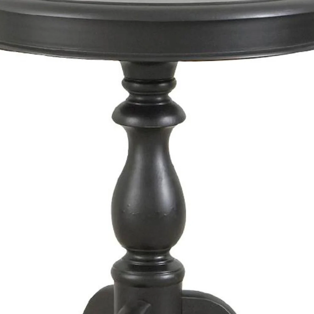 25" Black Manufactured Wood Round End Table By Homeroots - Image 3