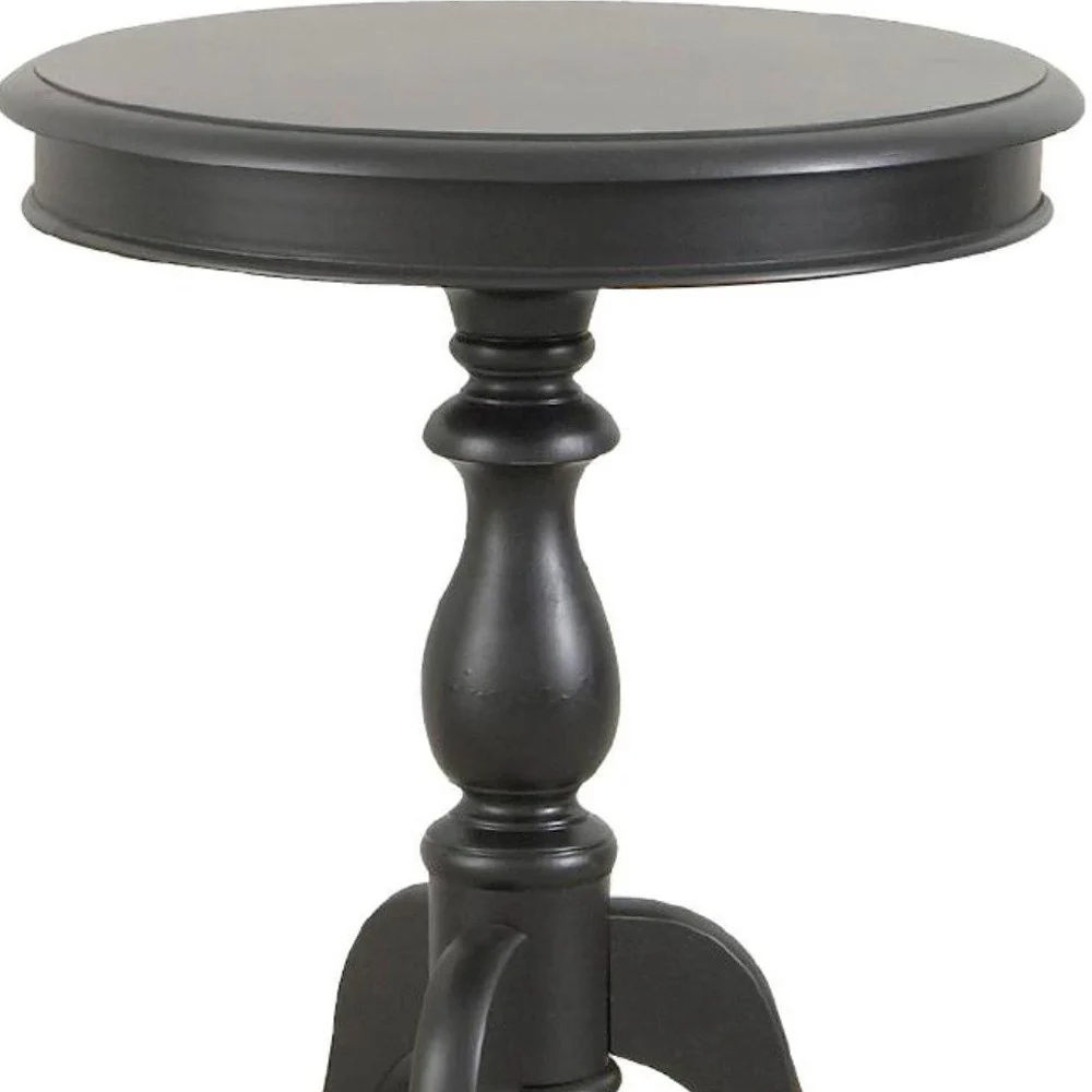 25" Black Manufactured Wood Round End Table By Homeroots - Image 4