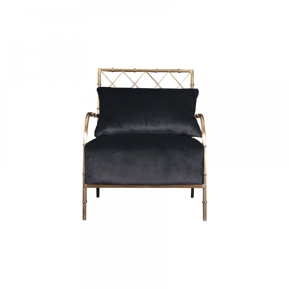 25" Black Velvet And Gold Solid Color Arm Chair By Homeroots - Image 2