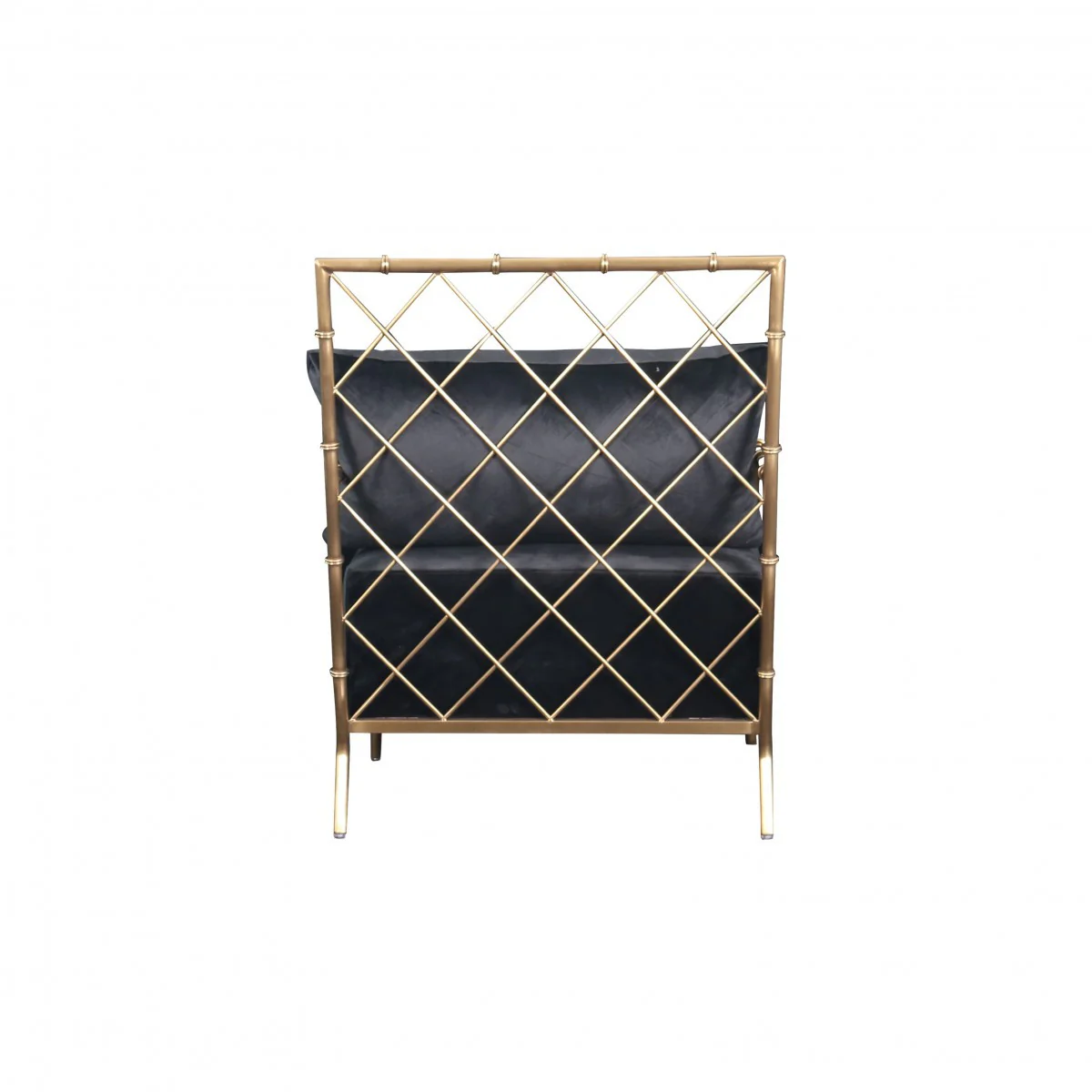 25" Black Velvet And Gold Solid Color Arm Chair By Homeroots - Image 4