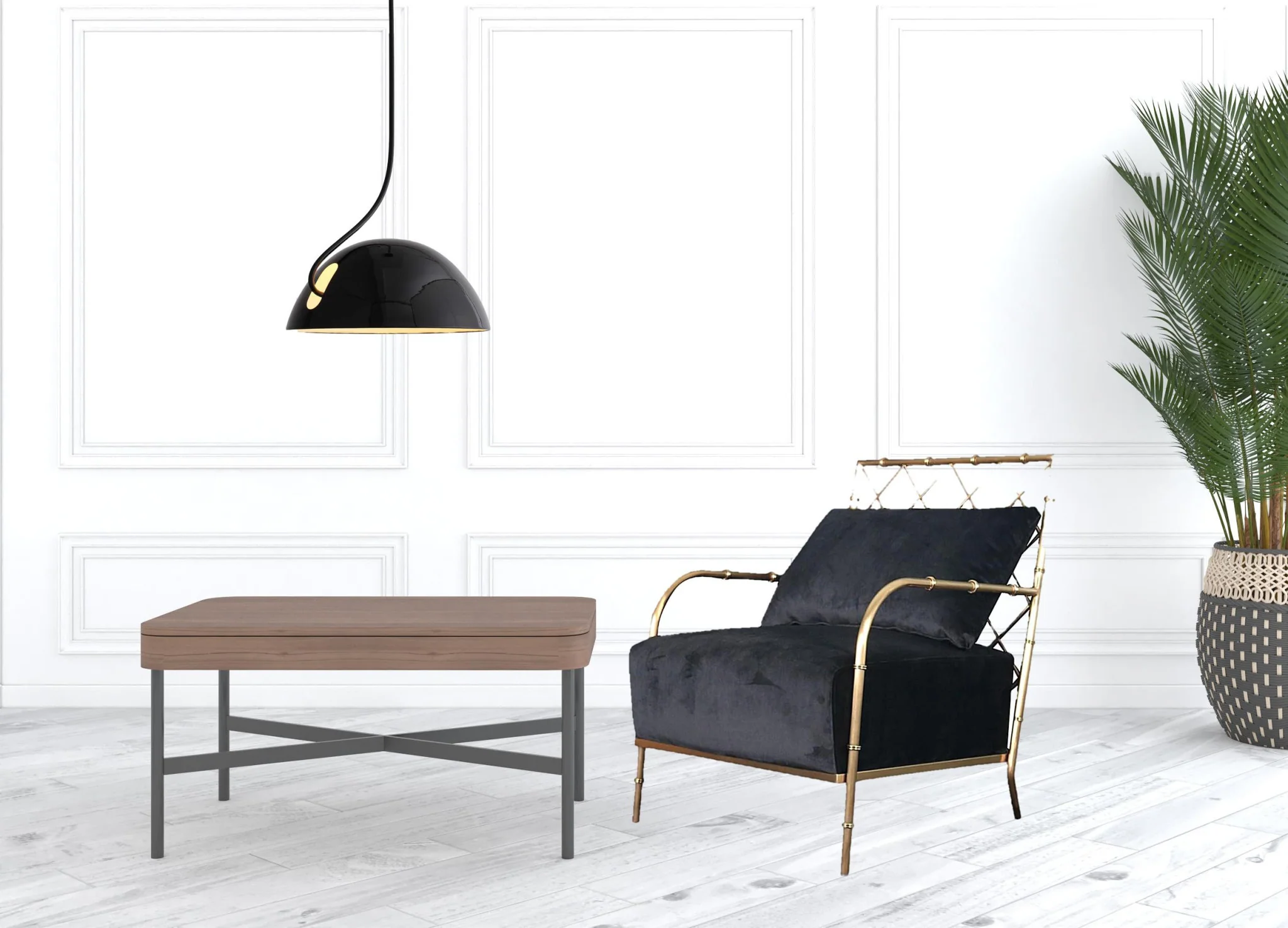 25" Black Velvet And Gold Solid Color Arm Chair By Homeroots - Image 5