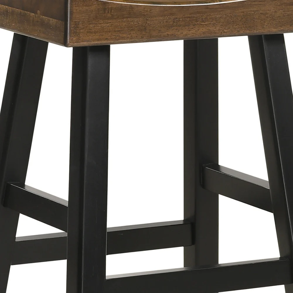 25" Brown And Black Backless Counter Height Bar Chair With Footrest By Homeroots - Image 3