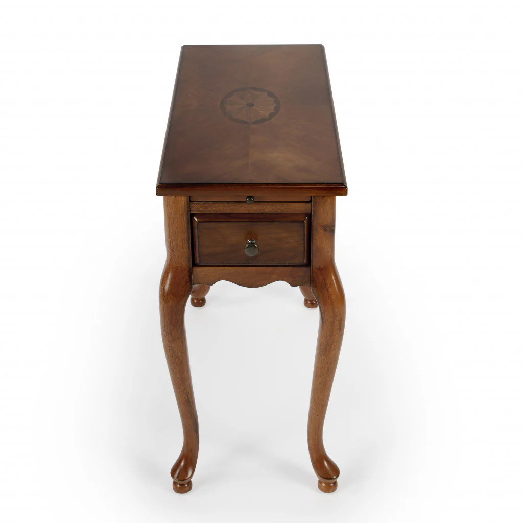 25" Brown Solid And Manufactured Wood Rectangular End Table With Drawer By Homeroots - Image 4