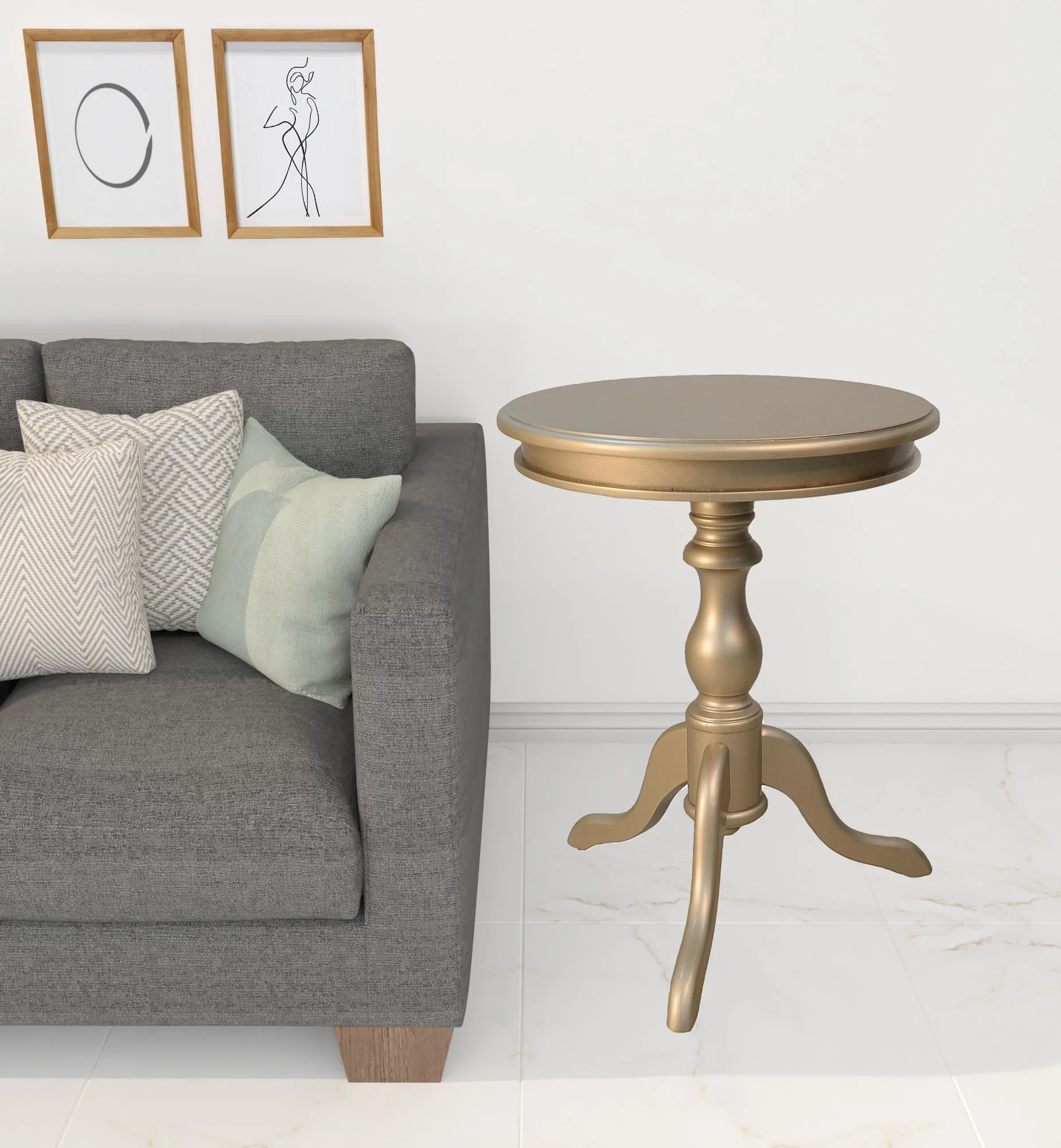 25" Champagne Manufactured Wood Round End Table By Homeroots - Image 2