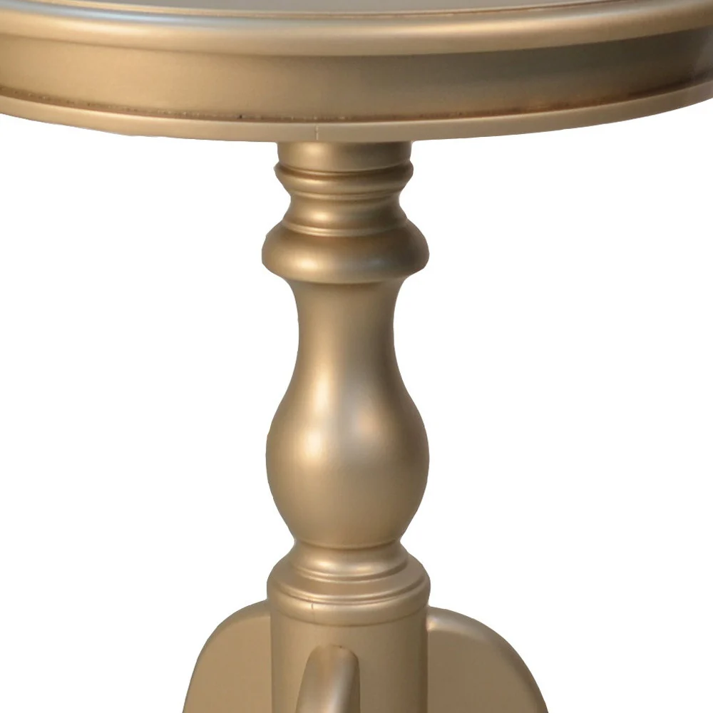 25" Champagne Manufactured Wood Round End Table By Homeroots - Image 3