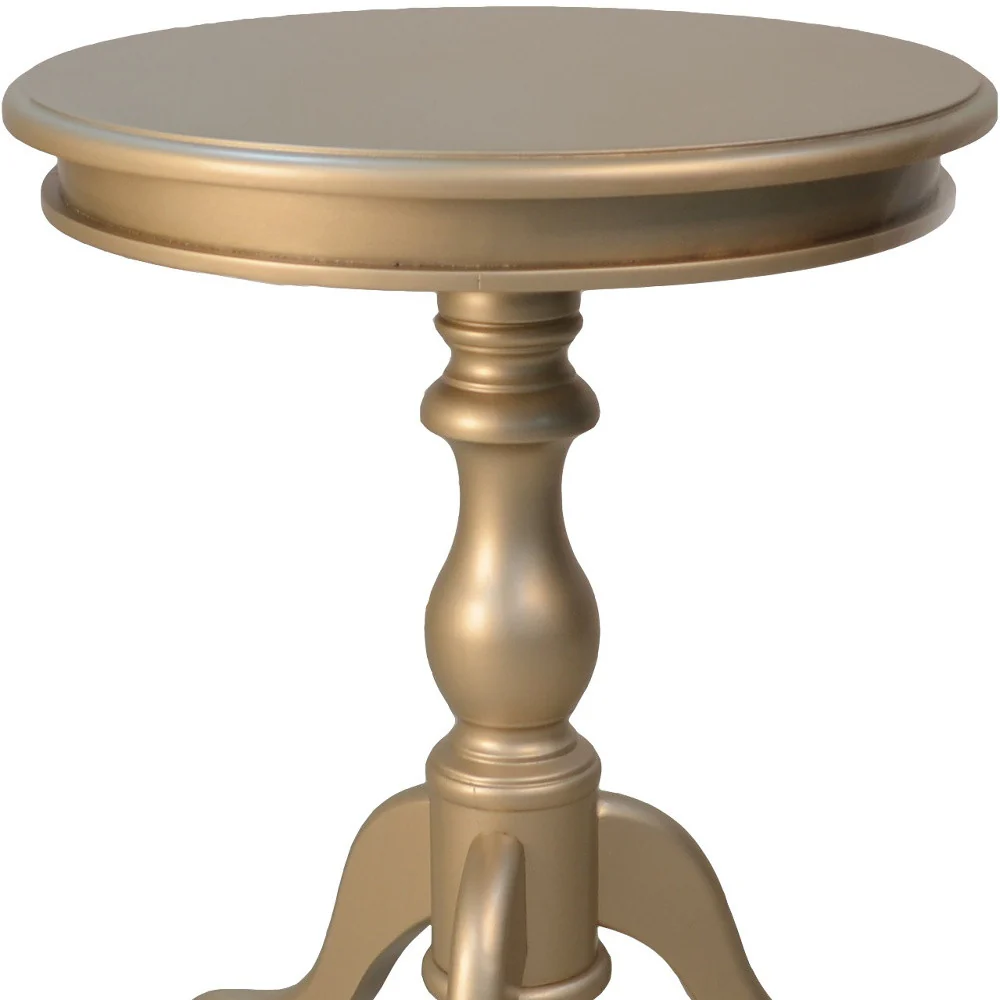 25" Champagne Manufactured Wood Round End Table By Homeroots - Image 4