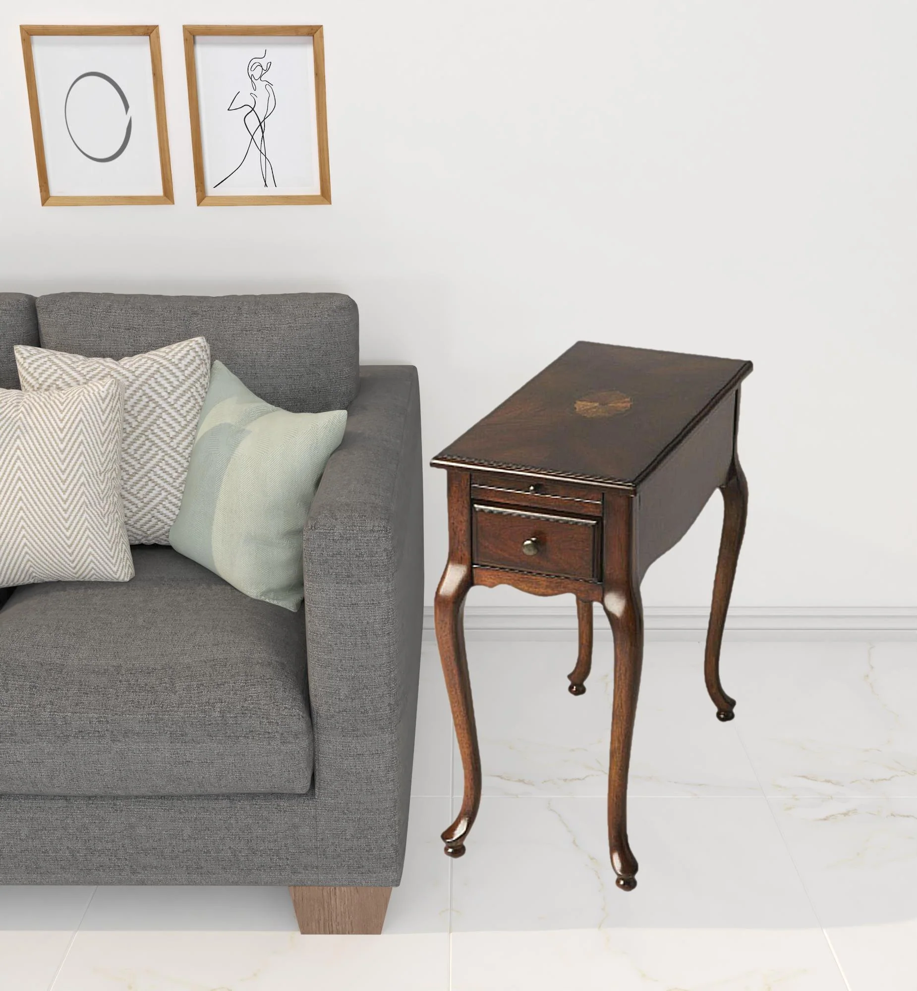 25" Cherry Brown Solid And Manufactured Wood Rectangular End Table With Drawer By Homeroots - Image 2