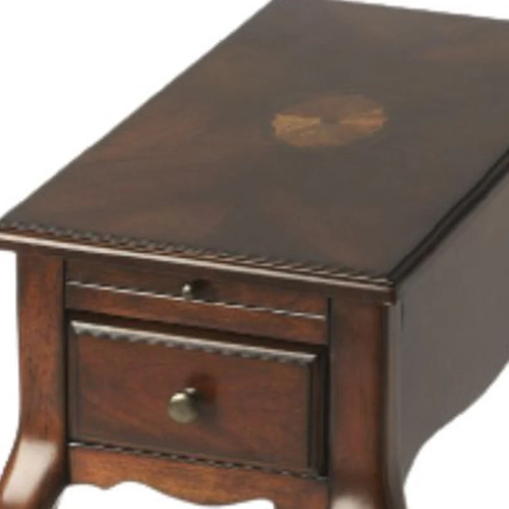 25" Cherry Brown Solid And Manufactured Wood Rectangular End Table With Drawer By Homeroots - Image 3