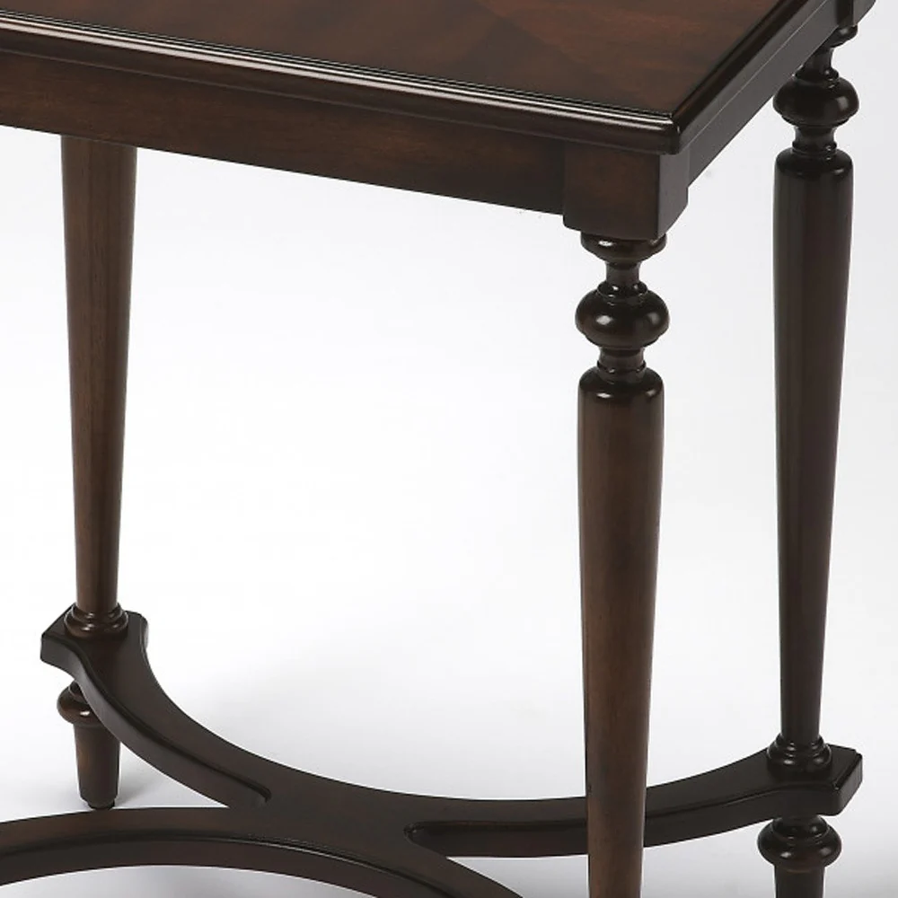 25" Cherry Brown Starburst Inlay End Table By Homeroots - Image 3