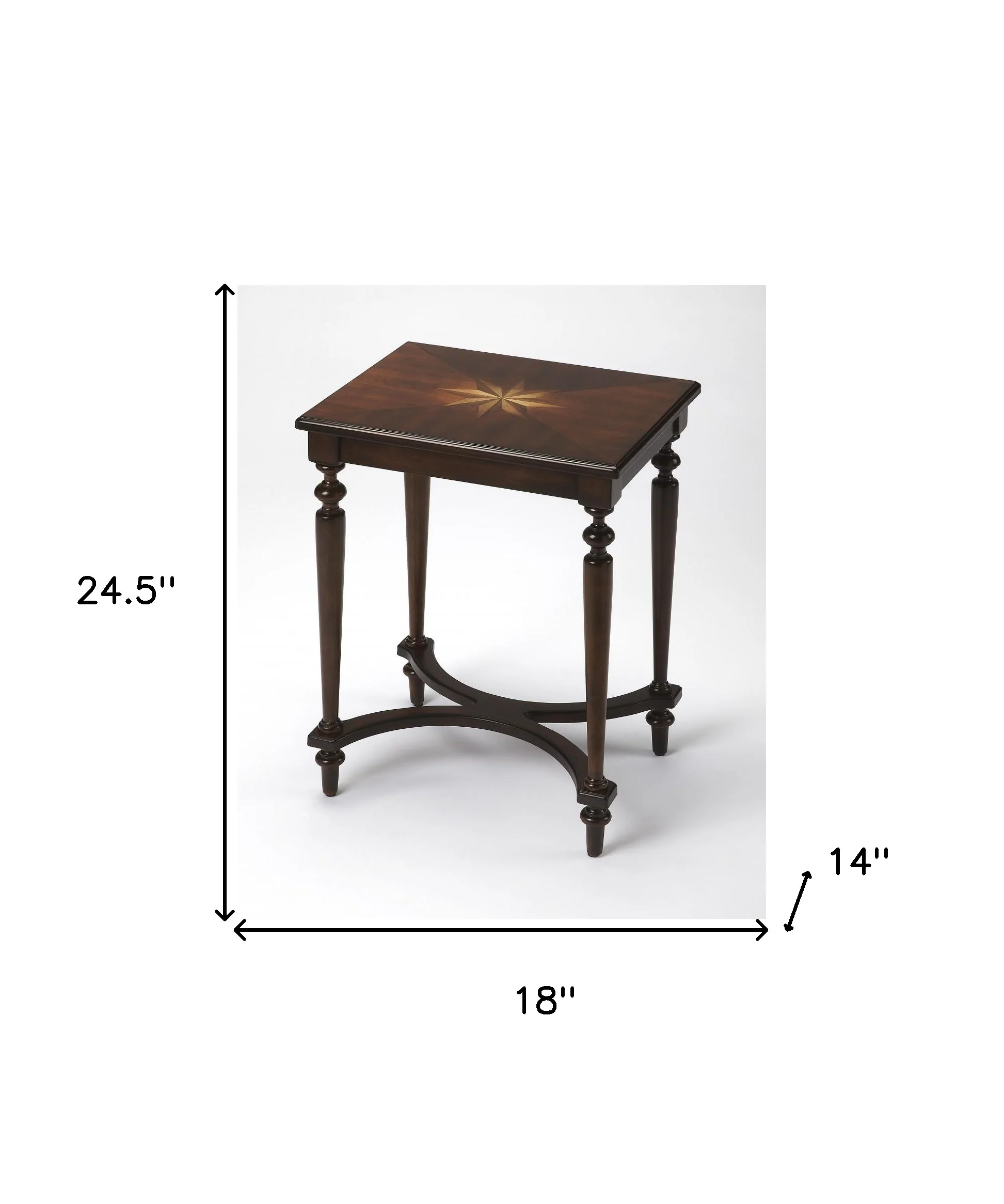 25" Cherry Brown Starburst Inlay End Table By Homeroots - Image 5