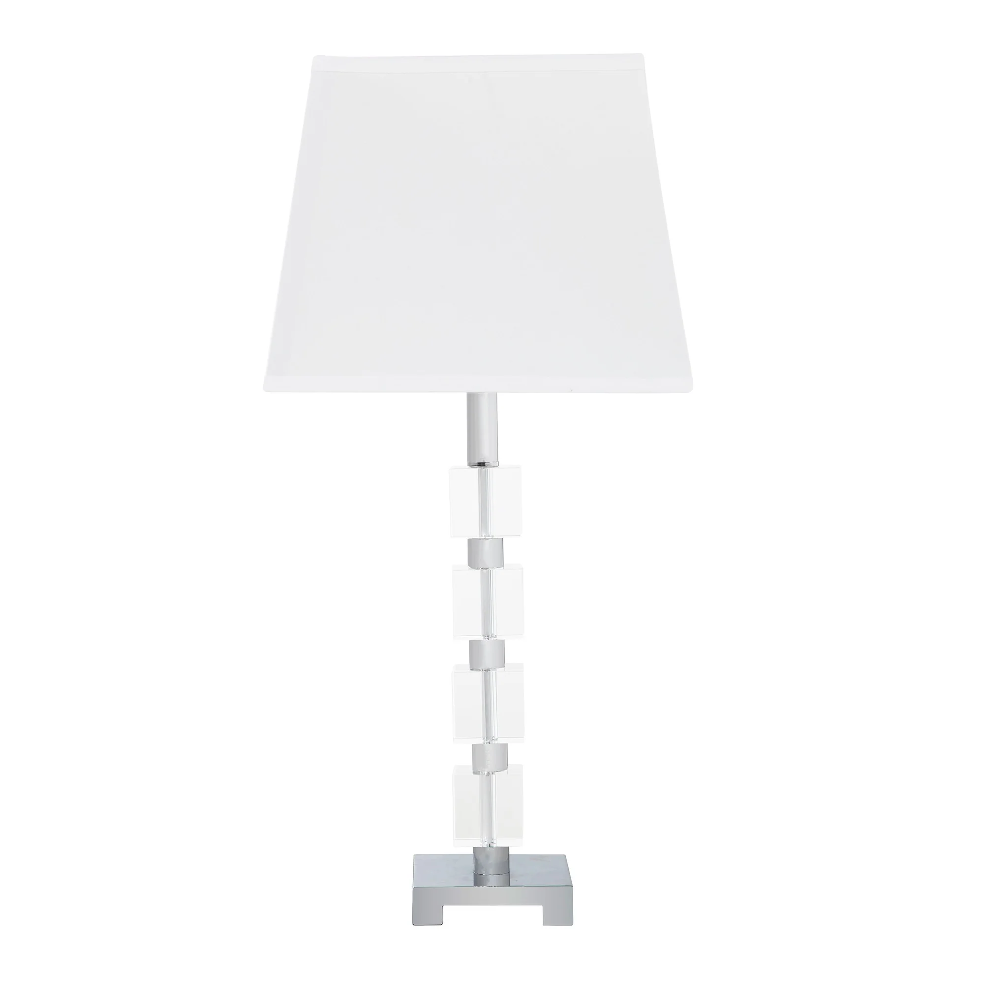 25" Crystal Geo Cubed Table Lamp With White Sharp Corner Square Tapered Shade By Homeroots - Image 2
