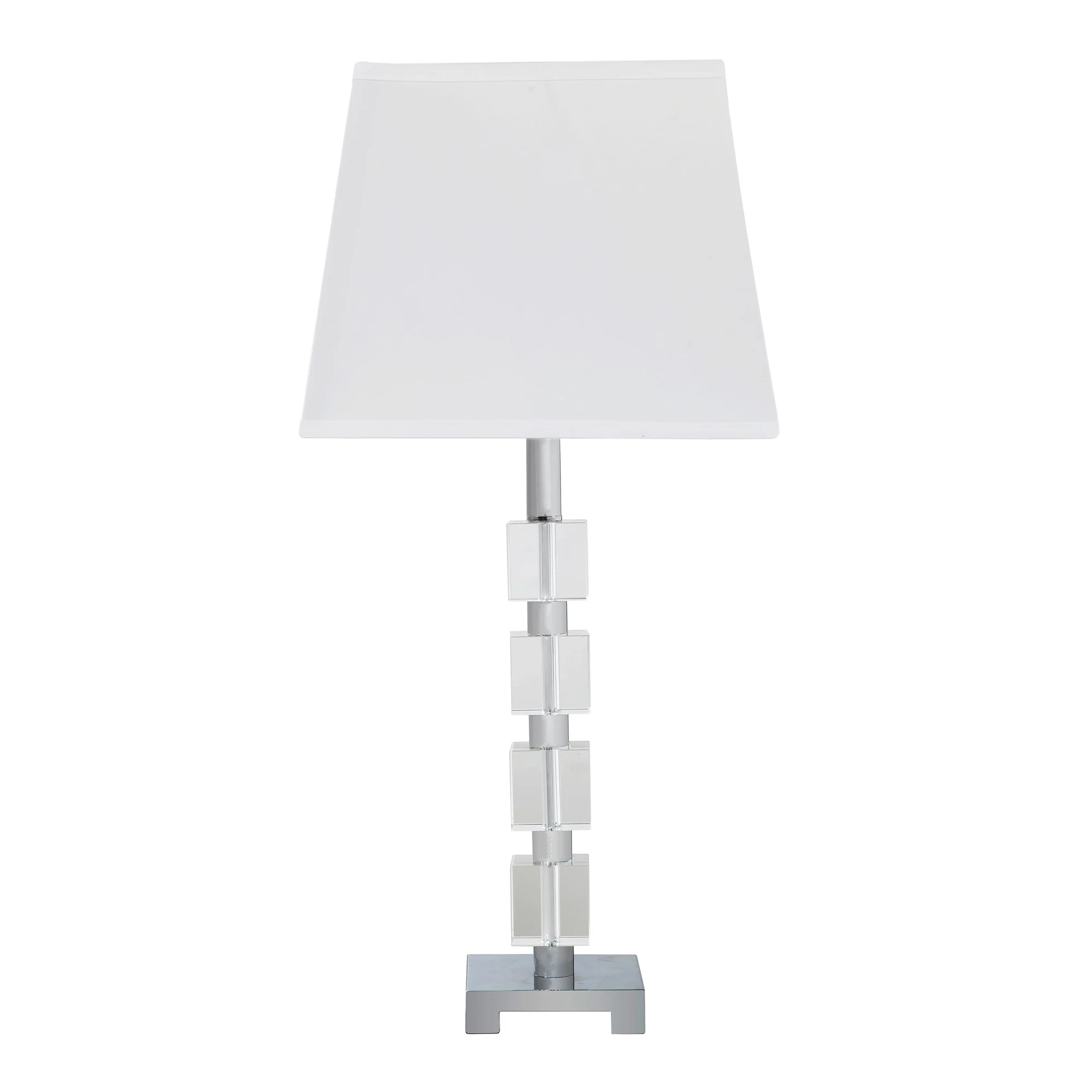 25" Crystal Geo Cubed Table Lamp With White Sharp Corner Square Tapered Shade By Homeroots - Image 3