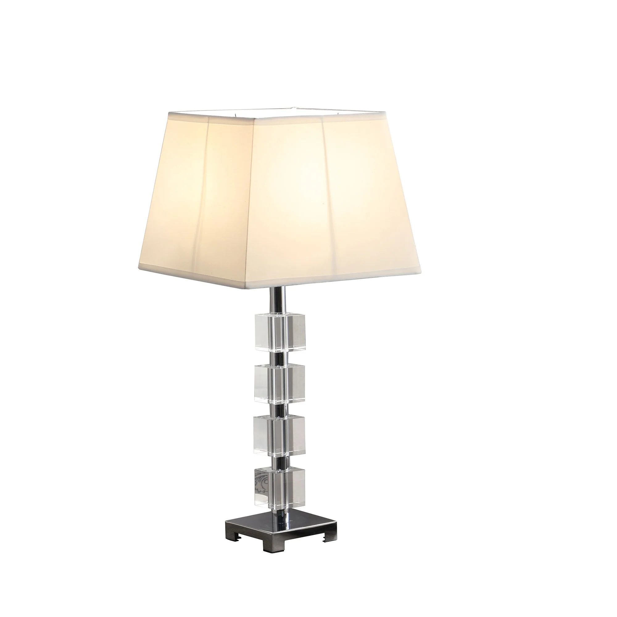 25" Crystal Geo Cubed Table Lamp With White Sharp Corner Square Tapered Shade By Homeroots - Image 4