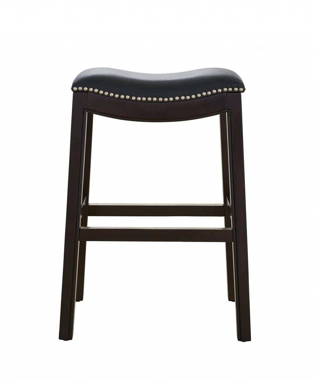 25" Espresso and Black Saddle Style Counter Height Bar Stool By Homeroots - Image 2
