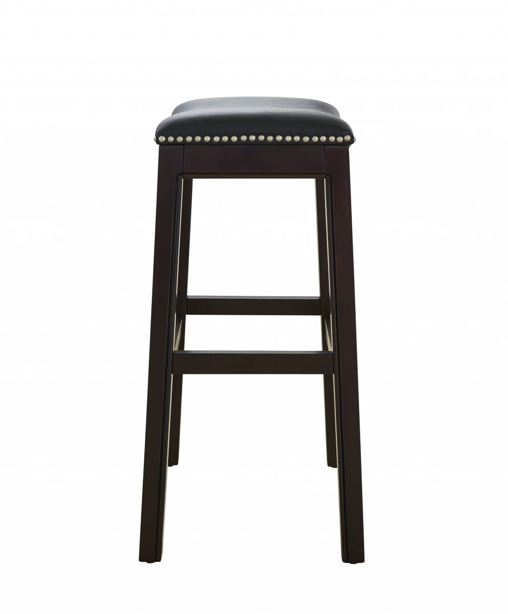 25" Espresso and Black Saddle Style Counter Height Bar Stool By Homeroots - Image 3