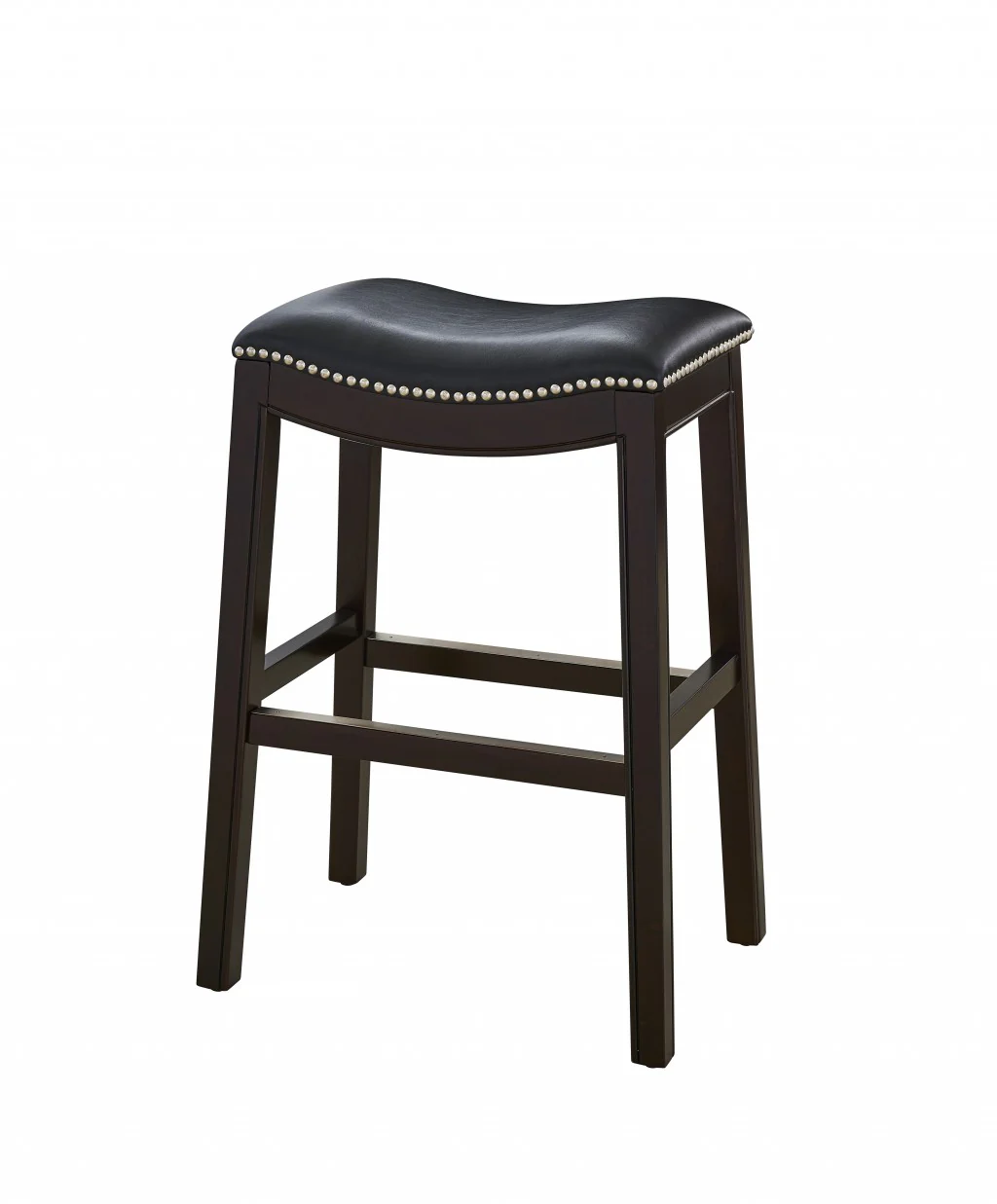 25" Espresso and Black Saddle Style Counter Height Bar Stool By Homeroots - Image 4
