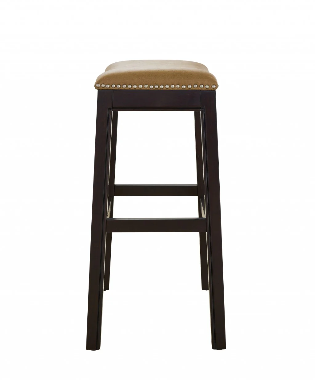 25" Espresso and Carmel Saddle Style Counter Height Bar Stool By Homeroots - Image 2