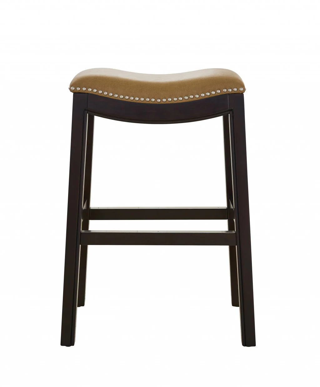 25" Espresso and Carmel Saddle Style Counter Height Bar Stool By Homeroots - Image 3