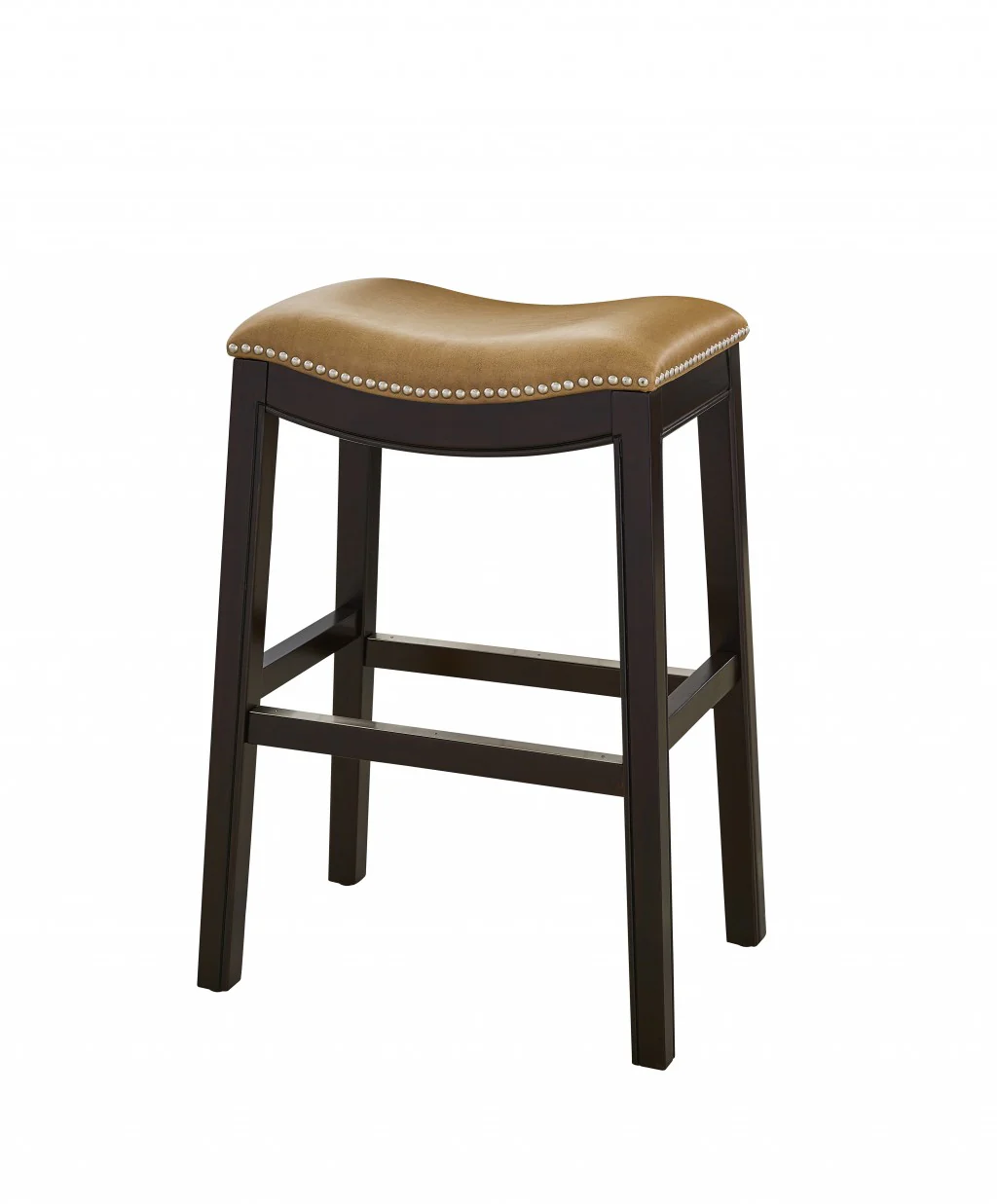 25" Espresso and Carmel Saddle Style Counter Height Bar Stool By Homeroots - Image 4