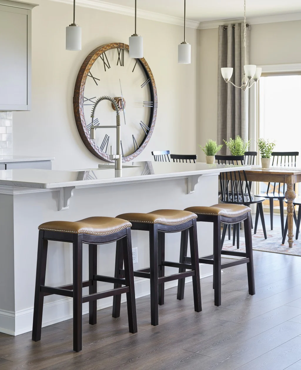 25" Espresso and Carmel Saddle Style Counter Height Bar Stool By Homeroots - Image 5