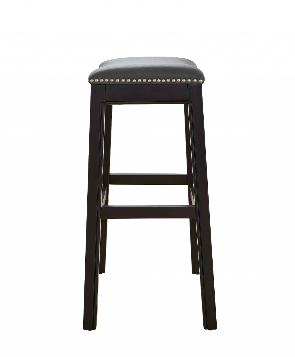 25" Espresso and Gray Saddle Style Counter Height Bar Stool By Homeroots - Image 2