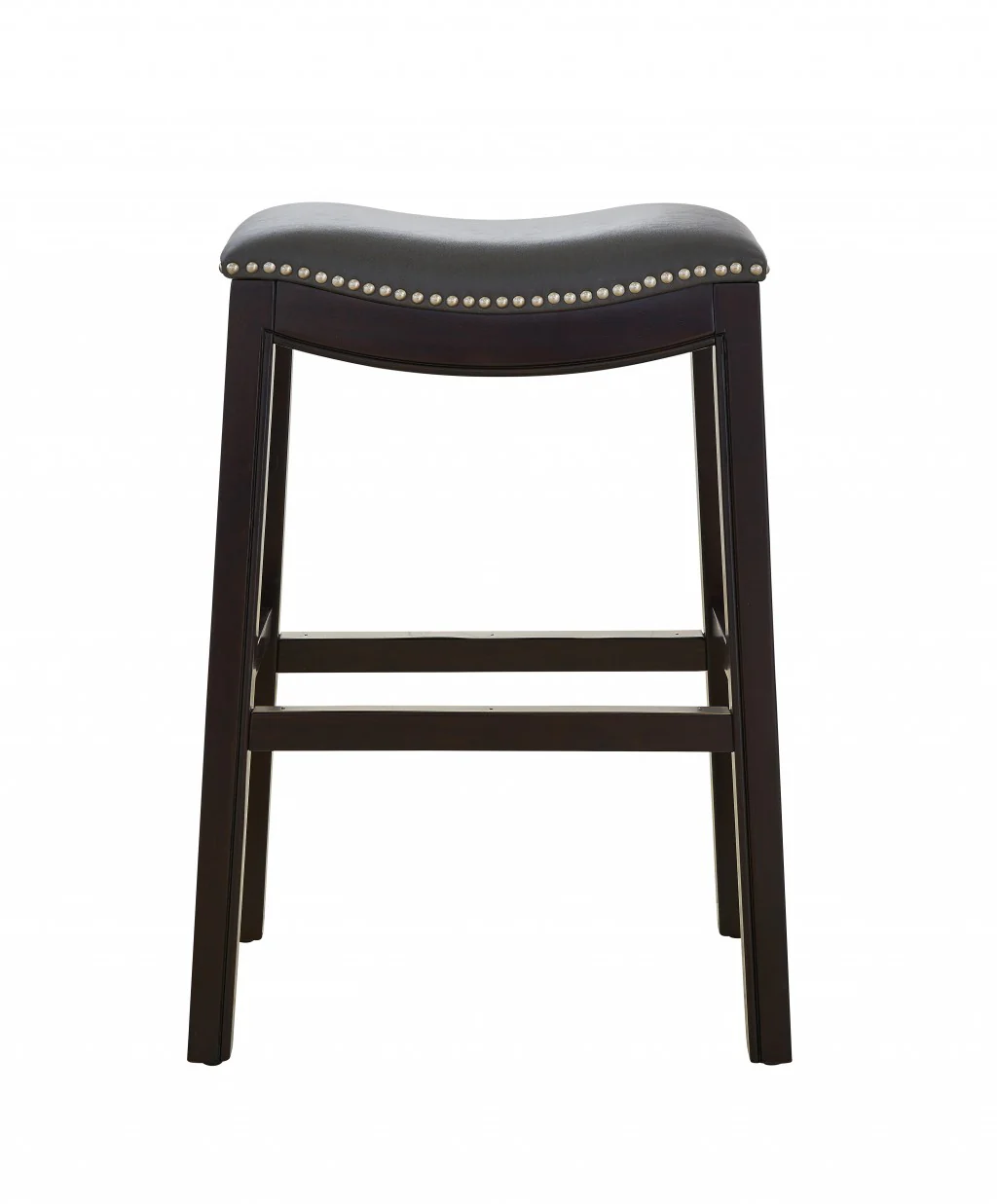 25" Espresso and Gray Saddle Style Counter Height Bar Stool By Homeroots - Image 3