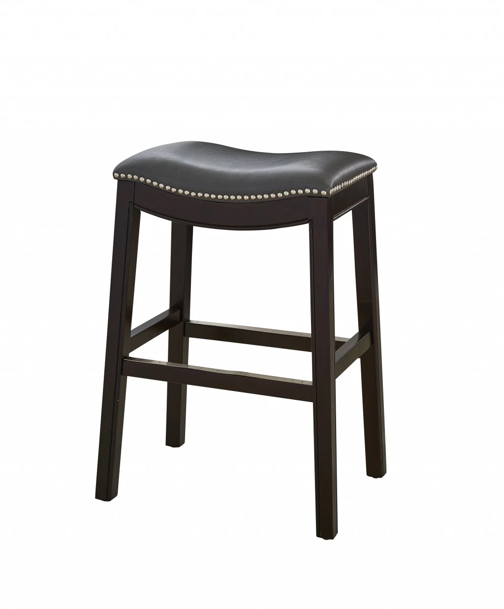 25" Espresso and Gray Saddle Style Counter Height Bar Stool By Homeroots - Image 4