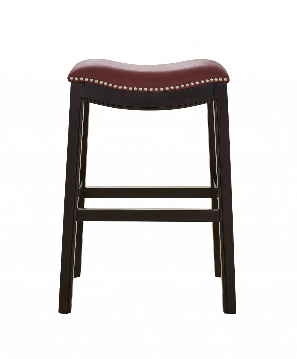 25" Espresso and Red Saddle Style Counter Height Bar Stool By Homeroots - Image 2