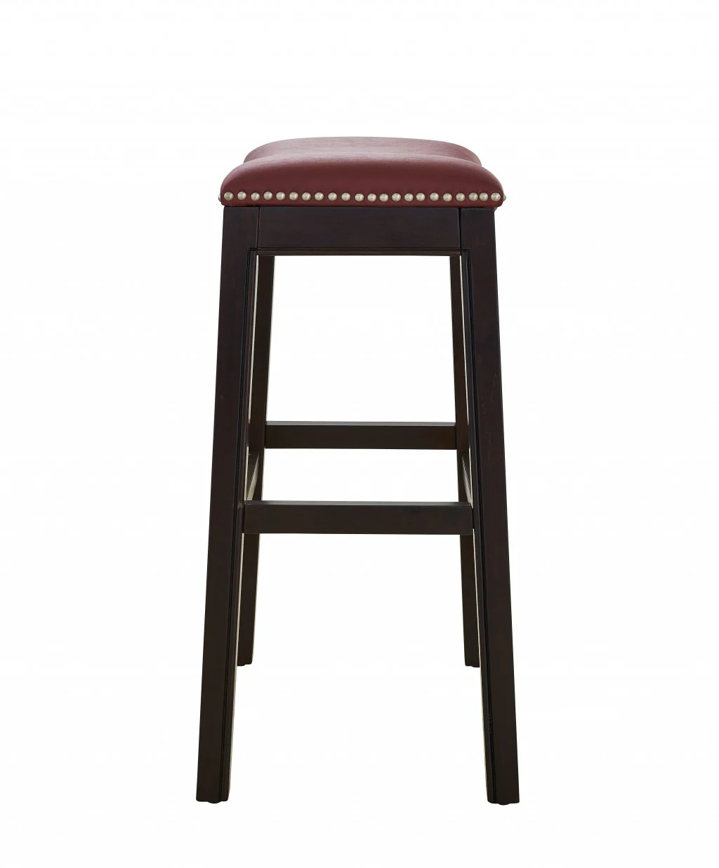 25" Espresso and Red Saddle Style Counter Height Bar Stool By Homeroots - Image 3