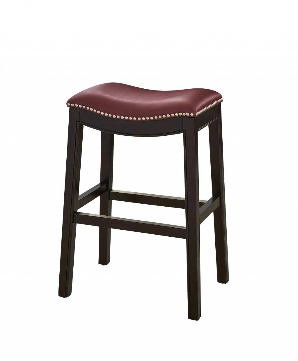 25" Espresso and Red Saddle Style Counter Height Bar Stool By Homeroots - Image 4