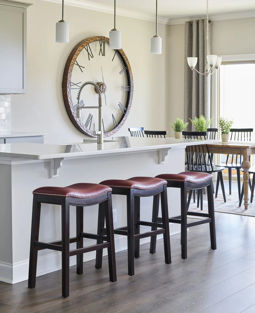 25" Espresso and Red Saddle Style Counter Height Bar Stool By Homeroots - Image 5