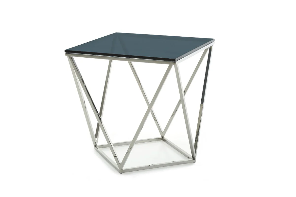 25' Glass and Stainless Steel End Table By Homeroots - Image 2